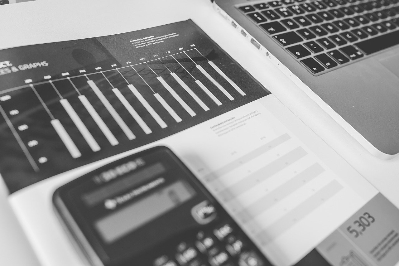 Declaración de impuestos en pantalla de ordenador con gráficos financieros